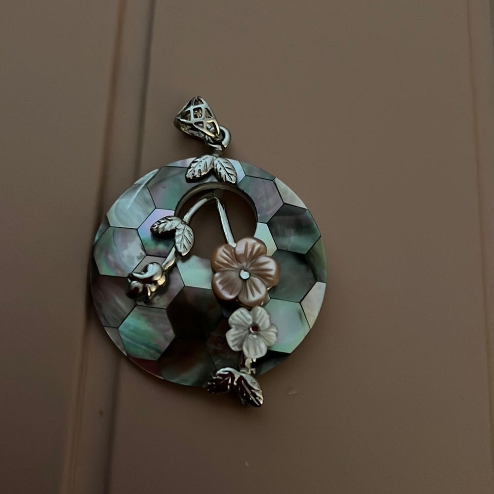 Custom made beautiful abalone and Sterling pendant